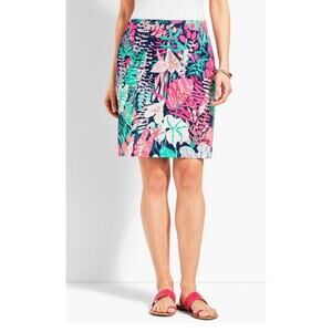 Talbots Cotton Colorful Jungle Botanical Straight Lined Above Knee Skirt Size 10